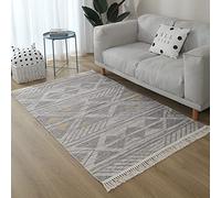 Alfombra de algodón vintage moderna lavable con borlas para dormitorio, lavandería, cocina, 200 x 300 cm, decorativa