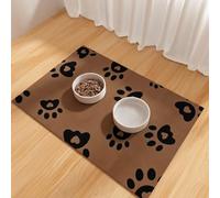 Alfombra de Alimentación para Animales Tierra de Diatomeas Alfombra para Cuencos de Comida y Agua de Perro Gato Absorbente Antideslizante Diseño Huella de Pata para Estación de Alimentación para Anima