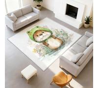 Alfombra de animal acuarela floral lindo niño niña adolescente alfombra de nutria rana antideslizante franela Tapiss para sala de estar, dormitorio, dormitorio infantil, 120 x 180 cm