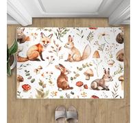Alfombra de animales del bosque, alfombras de hongos de cuento de hadas, grande, alfombra de dormitorio estilo acuarela, lavable, antideslizante, decoración del hogar, 160 x 230 cm