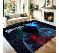 Alfombra de apilamiento bajo, base antideslizante, 160 x 230 cm, elegante, figuras de ciencia ficción, alfombra para salón, alfombra oscura, lavable para cocina, pasillo, dormitorio, sala de juegos