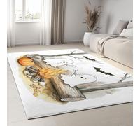 Alfombra de área 120 x 160 cm, Antideslizante Lavables en Lavadora Blanco Dibujos Animados Halloween Fantasmas Acampada no desprende pelusa fácil cuidado, ideal para zonas de alto tránsito para niños