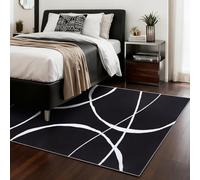 Alfombra de área 120 x 170 cm Alfombra de Salón Pelo Corto Antideslizantes y Lavable Alfombras Decorativas para Habitación Comedor Pasillo Modern Abstract Geometric Black White Gray Blue Brown