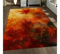 Alfombra de área Autumn Aesthetics Alfombra de Hoja de Arce roja Alfombra Lavable Suave Antideslizante Plegable de Pelo bajo para salón Dormitorio apartamento Oficina Interior en casa 120x200cm