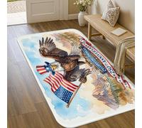 Alfombra de área con diseño de águila, bandera patriótica de Estados Unidos, montañas, día de la independencia, color rojo, de pelo bajo, esponja, suave, resistente a las manchas, para entrada, baño