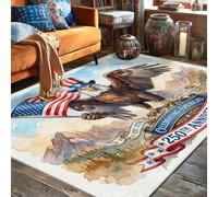 Alfombra de área con diseño de águila, banderas patrióticas vintage, para el Día de la Independencia, color rojo, con borde de pelo bajo, para el hogar, alfombra rectangular para sala de estar