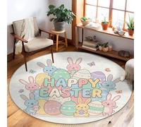 Alfombra de área con diseño de conejo, diseño de mariposa, pascua, pastel, de pelo bajo, resistente a la decoloración, para sala de estar, dormitorio, comedor, escritorio, oficina, decoración de 5 x 5