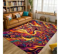 Alfombra de área con diseño de jirafa, flores artísticas bohemias, no naranja, antideslizante, resistente a la decoloración, alfombras estéticas para el hogar, sala de estar, dormitorio, debajo de la