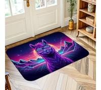 Alfombra de área con diseño de llama, retro, futurista, con lentes de sol de montaña, color violeta, antideslizante, resistente a la decoloración, para entrada, baño, lavandería, decoración de 2 x 3