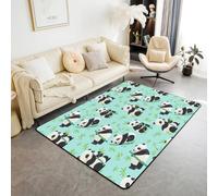 Alfombra de área con diseño de oso panda y hojas de bambú verde para interiores, alfombras de entrada para niños y niñas, decoración de habitación de niños y niñas, alfombras absorbentes