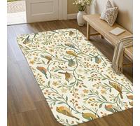 Alfombra de área con diseño de pájaros, diseño vintage de ramas y bayas, primavera, verde, de pelo bajo, para interiores, no se desprende, para entrada, baño, lavandería, decoración de mesita de noche