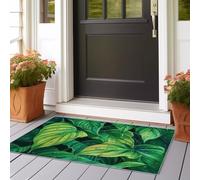 Alfombra de área con estampado verde, alfombra grande lavable para interiores, moderna, naturaleza tropical, hojas de palmera, suave y duradera, antideslizante, para salas de estar, dormitorio