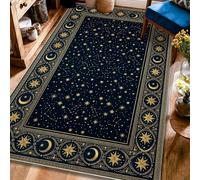 Alfombra de área con estrellas, celestial elegante diseño de constelaciones de luna, color azul marino, parte trasera antideslizante, para el hogar, interiores, alfombras que no se desprenden, para