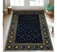 Alfombra de área con estrellas, celestial elegante y con constelaciones de luna, color azul marino, parte trasera antideslizante, para interiores, no se desprende, para entrada, baño, lavandería