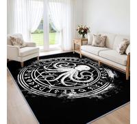 Alfombra de área con insignia de pulpo para sala de estar, 200 x 300 cm, alfombra industrial misteriosa, lavable, de pelo bajo, suave, antideslizante, para dormitorio, comedor y oficina