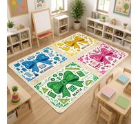 Alfombra de área con lazo, educativa, lúdica, lectura, campus, verde, para interiores, alfombras que no se desprenden, para decoración de aula, área de aprendizaje, 5 x 7 pies