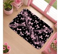 Alfombra de área con lazos, diseño moderno de corazones ahumados, color negro, para dormitorio universitario, tapete rectangular con detalles impresos, decoración para baño, mesita de noche, puerta, 2