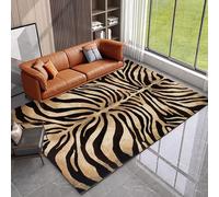 Alfombra de área de 1,5 x 1,5 m, estampado de leopardo negro, naranja, amarillo, moderno, negro, 155 x 155 cm, lavable para sala de estar, dormitorio, mesita de noche, granja, comedor, alfombra