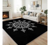 Alfombra de área de 120 x 170 cm, diseño de copos de nieve vikingos, lavable, antideslizante, geométrica, antideslizante, para dormitorio, sala de estar, pelo corto, no se desprende, fácil de limpiar