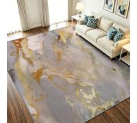 Alfombra de área de 140 x 200 cm, abstracta, moderna, suave, antideslizante, lavable, de pelo bajo, para dormitorio, sala de estar, comedor, decoración de oficina, alfombra de arena movediza de mármol