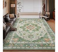 Alfombra de área de 160 x 200 cm, suave, de pelo corto, antideslizante, lavable a máquina, para siempre, dormitorio y cocina, estampado floral tradicional envejecido vintage en varios colores, verde.