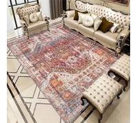 Alfombra de área de 160 x 230 cm, suave, de pelo corto, antideslizante, lavable a máquina, para siempre, dormitorio y cocina, estampado floral geométrico envejecido vintage en varios colores, rojo.