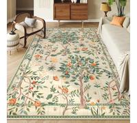 Alfombra de área de 160 x 280 cm, suave, de pelo corto, antideslizante, lavable a máquina, para siempre, dormitorio y cocina, patrón de árbol tradicional moderno en varios colores, beige.