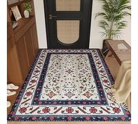 Alfombra de área de 160 x 280 cm, suave, de pelo corto, antideslizante, lavable a máquina, para siempre, dormitorio y cocina, estampado floral geométrico moderno en varios colores: rojo, beige