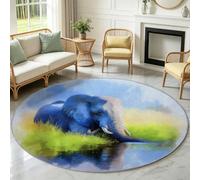 Alfombra de área de 60 cm, suave, lavable, antideslizante, de pelo bajo, resistente a las manchas, para sofá, alfombra redonda, orilla del lago, alfombra de elefante para sala de estar, dormitorio