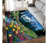 Alfombra de área de 60 x 90 cm, diseño de flores de valle y pinos, lavable, antideslizante, para fotografía de naturaleza, alfombra antideslizante para dormitorio, sala de estar, alfombra de suelo de