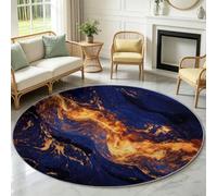 Alfombra de área de 90 cm, suave, lavable, antideslizante, de pelo bajo, resistente a las manchas, alfombra redonda de sofá surrealista, alfombra de lava magma fluida para sala de estar, dormitorio