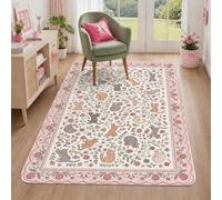 Alfombra de área de animales, flores inspiradas en la naturaleza, hojas primaverales, melocotón, artículos esenciales para el dormitorio, alfombra de interior que no se desprende, decoración de