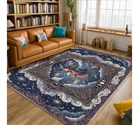 Alfombra de área de bruja, fantasía, luna mágica, nube, Halloween, azul marino, de pelo bajo, esponja, para interiores, alfombras que no se desprenden, para sala de estar, dormitorio, decoración de