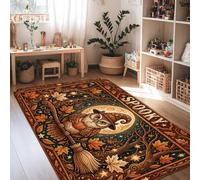 Alfombra de área de búho, hojas de otoño, luna, Halloween, naranja, pelo bajo, esponja, hogar, suelo, alfombra con impresión rectangular para sala de estar, dormitorio, dormitorio universitario