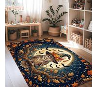 Alfombra de área de búho, sombrero de bruja de temporada, murciélagos, Halloween, naranja, antideslizante, para interiores, alfombras que no se desprenden, para sala de estar, dormitorio, decoración