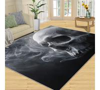 Alfombra de área de Calavera, alfombras de Interior ahumadas, alfombras oscuras para Sala de Estar, alfombras Antideslizantes y Lavables, Alfombra de área y decoración del hogar