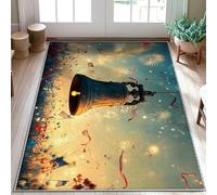 Alfombra de área de campana, banderas patrióticas de fuegos artificiales, día de la independencia, alfombra rectangular de pelo bajo, no se desprende, para entrada, baño, lavandería, decoración de 3 x