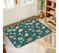 Alfombra de área de caracol, diseño de hojas de crisantemo, color verde azulado, de pelo bajo, esponja, para interiores, no se desprende, para baño, mesita de noche, entrada, puerta, decoración de 2 x