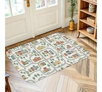 Alfombra de área de casas, juguetona y fantasiosa con árboles, carreteras, ninguno apagado, antideslizante, alfombra con ribete de bordes, para baño, entrada, mesita de noche, lavandería, decoración