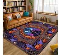 Alfombra de área de castillo, fantasma, calabazas, fantasma, Halloween, violeta, antideslizante, para interiores, alfombras que no se desprenden, para sala de estar, dormitorio, decoración de