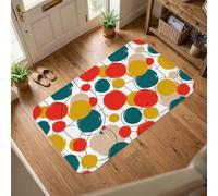 Alfombra de área de círculos, moderna, abstracta, líneas de puntos, ninguno rojo, antideslizante, rectangular, alfombra de suelo para sala de estar, dormitorio, cocina, pasillo, decoración de 5 x 7