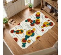 Alfombra de área de círculos, moderna, líneas abstractas, puntos, ninguno rojo, antideslizante, alfombra rectangular con detalles impresos, alfombra para baño, entrada, mesita de noche, lavandería