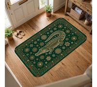 Alfombra de área de cocodrilo, diseño bohemio con estrellas tropicales, sol, verano, verde, de pelo bajo, esponja, rectangular, para el hogar, sala de estar, dormitorio, aula, apartamento, decoración
