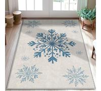 Alfombra de área de copo de nieve, acogedora alfombra de invierno con diseño de lunares, color azul invierno, antideslizante, suave, resistente a las manchas, para lavandería, baño, puerta, entrada