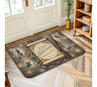 Alfombra de área de desplazamiento, festejo, vintage, fuegos artificiales, soldado, aniversario, dorado, pelo bajo, esponja, alfombra con ribete en los bordes, para baño, entrada, mesita de noche