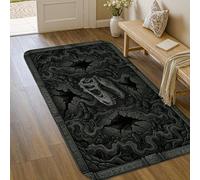 Alfombra de área de dinosaurio, gótica, calavera oscura, Halloween, negro, de pelo bajo, esponja, para interiores, no se desprende, para baño, entrada, mesita de noche, puerta, decoración de 3 x 5