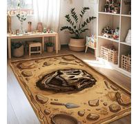 Alfombra de área de dinosaurio, naturaleza de aventura, rocas fósiles, ninguno marrón, esponja de pelo bajo, suave, rectangular, resistente a las manchas, para sala de estar, dormitorio, pasillo
