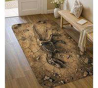Alfombra de área de dinosaurio, rústica natural, piso agrietado, no café, antideslizante, estético, rectangular, acentos para baño, entrada, cocina, decoración de mesita de noche, 3 x 5 pies