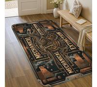 Alfombra de área de dinosaurio, Steampunk, con engranajes industriales, sin bronce, antideslizante, estética, alfombra rectangular para entrada, baño, lavandería, decoración de 3 x 5 pies