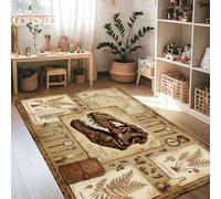 Alfombra de área de dinosaurio, vintage, fósiles naturales, no marrón, antideslizante, alfombra rectangular para sala de estar, dormitorio, aula, decoración de dormitorio universitario, 4 x 6 pies